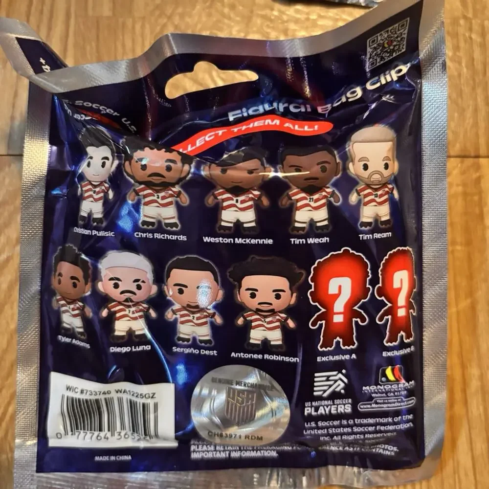 (4) x Monogram USA National Soccer Team Player Figural Bag Clip Keychain Lot NWT